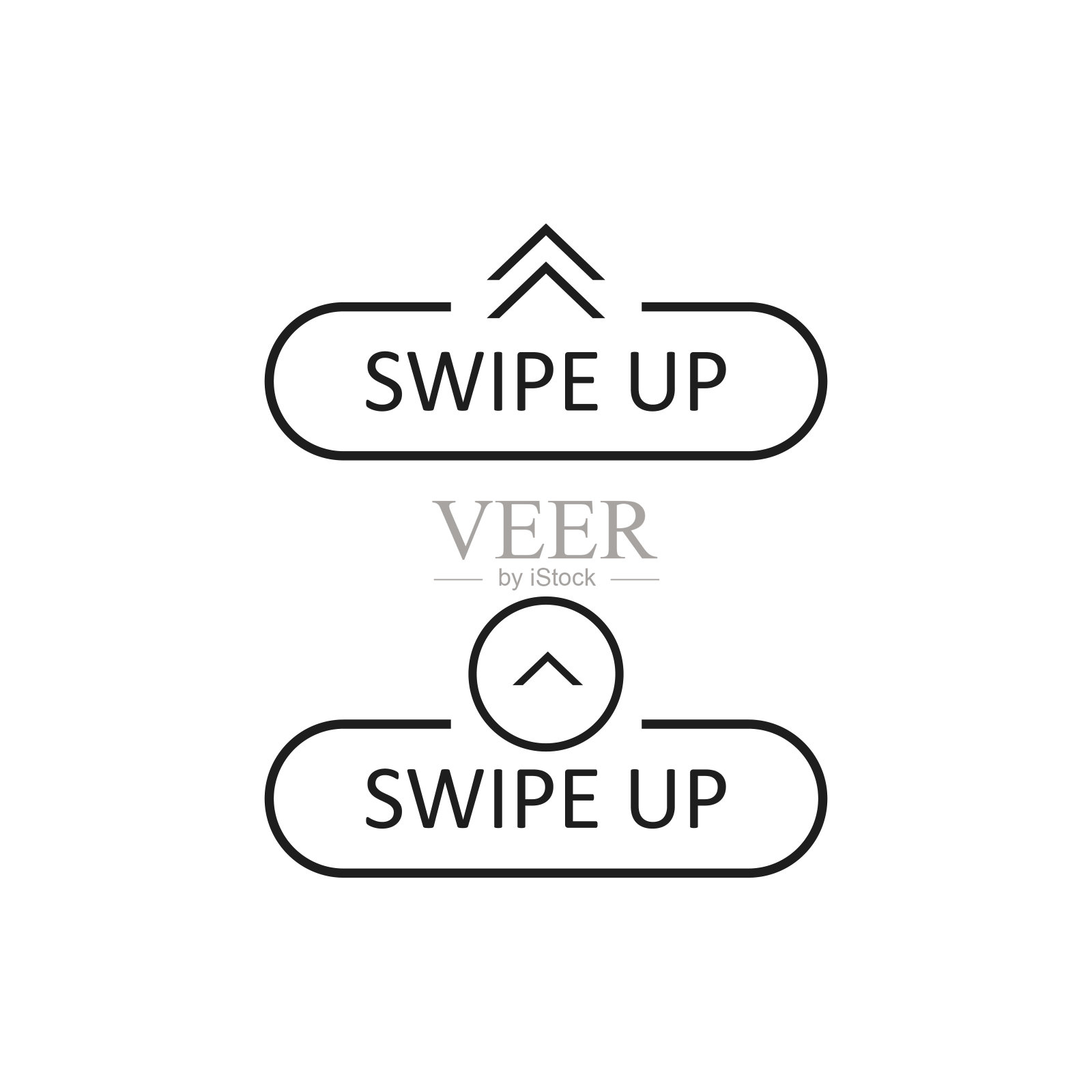 向上滑动图标设置孤立的背景社交媒体故事，滚动象形图。箭头向上的标识为博客插画图片素材