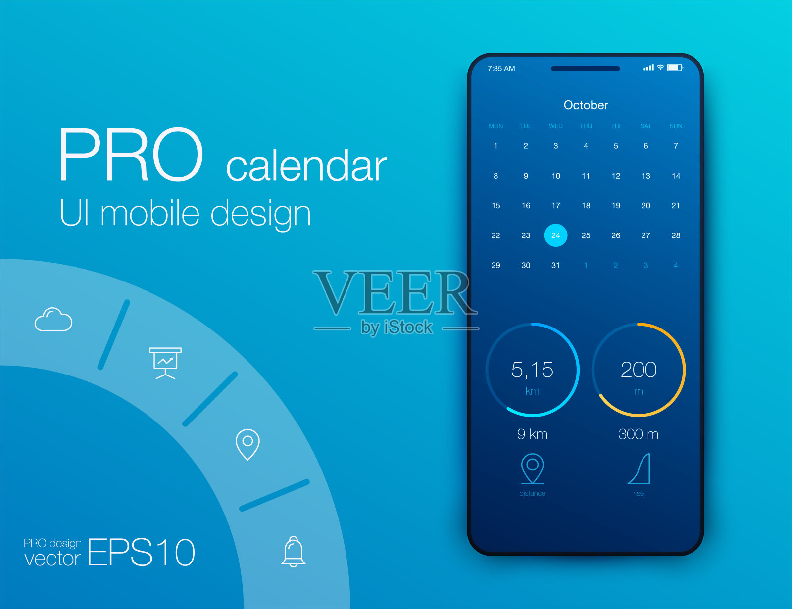 健身应用Ui ux设计。UI设计概念与网页元素设计模板素材