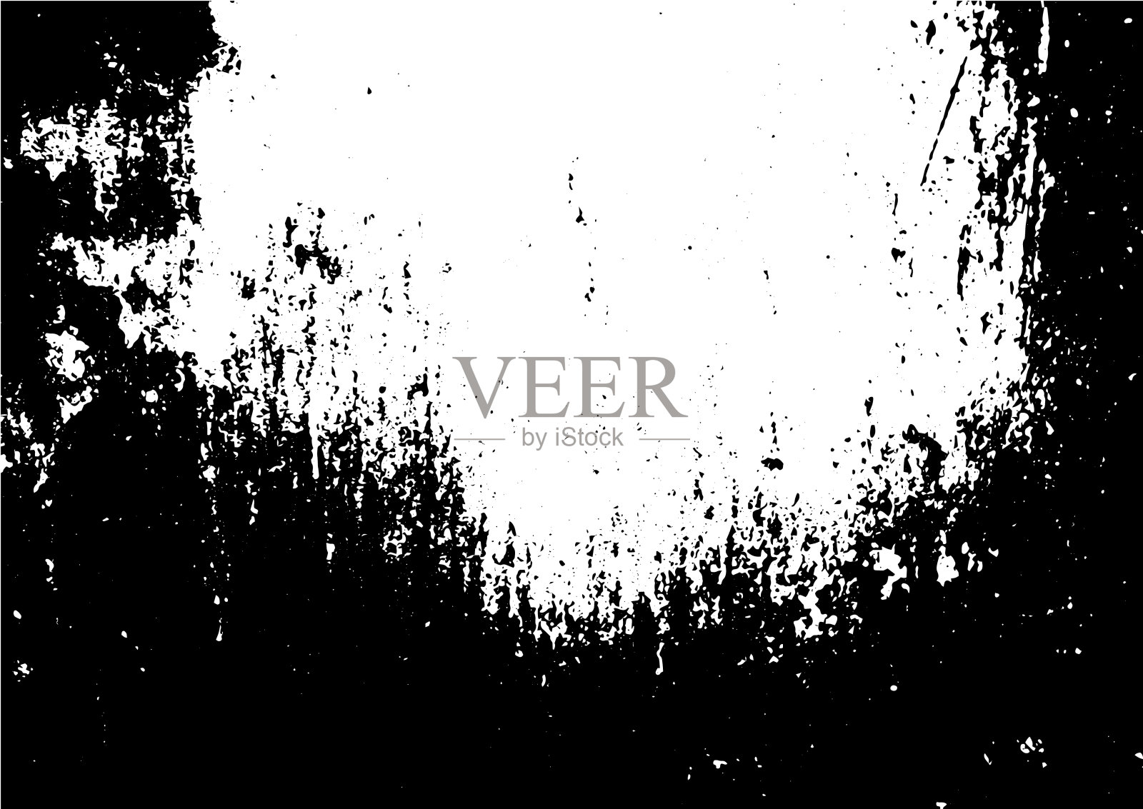 黑白垃圾城市纹理向量与复制空间。抽象的插图表面灰尘和粗糙的墙壁背景与空模板。遇险或污垢和伤害效果概念-向量插画图片素材