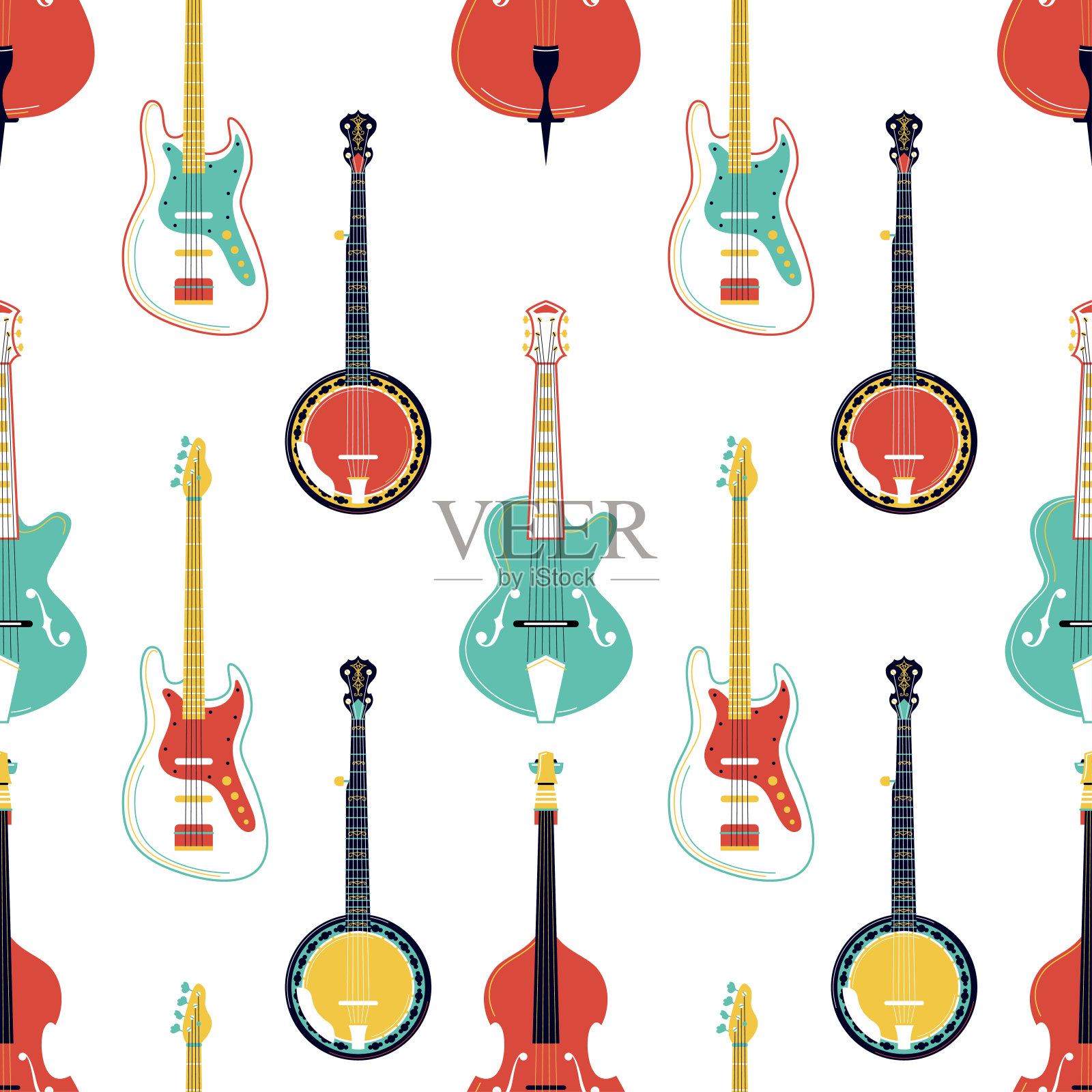 乐器演奏矢量无缝模式插画图片素材