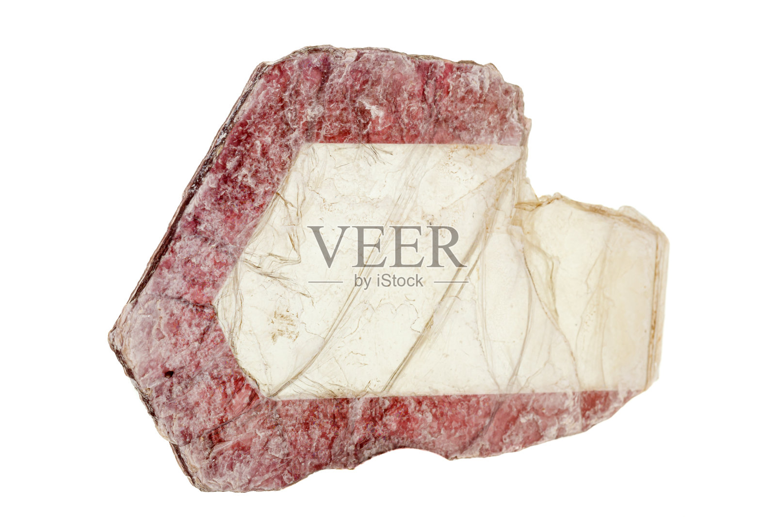 在白色背景上的微细石锂云母矿物照片摄影图片