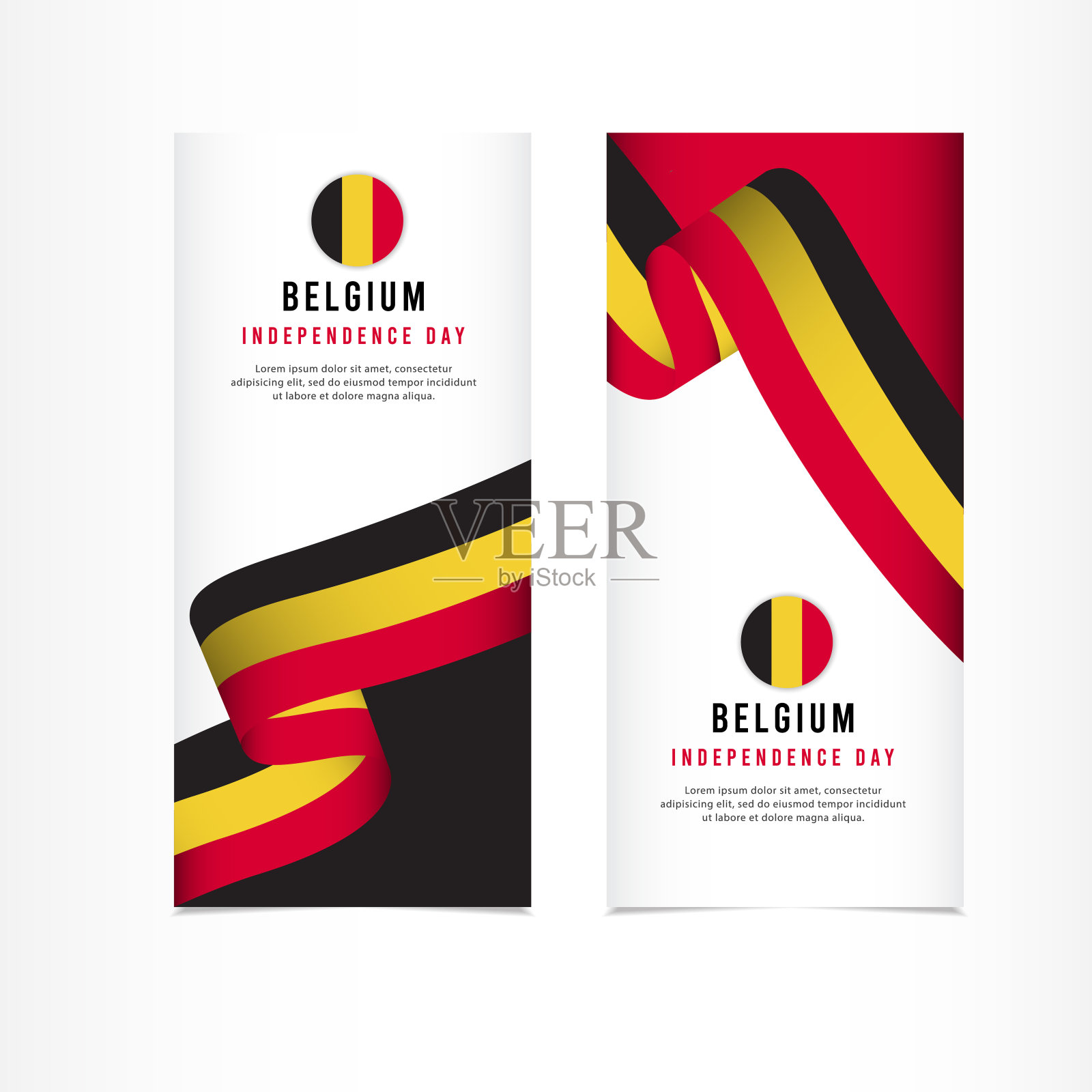 比利时独立日庆祝，旗帜集设计矢量模板插图插画图片素材