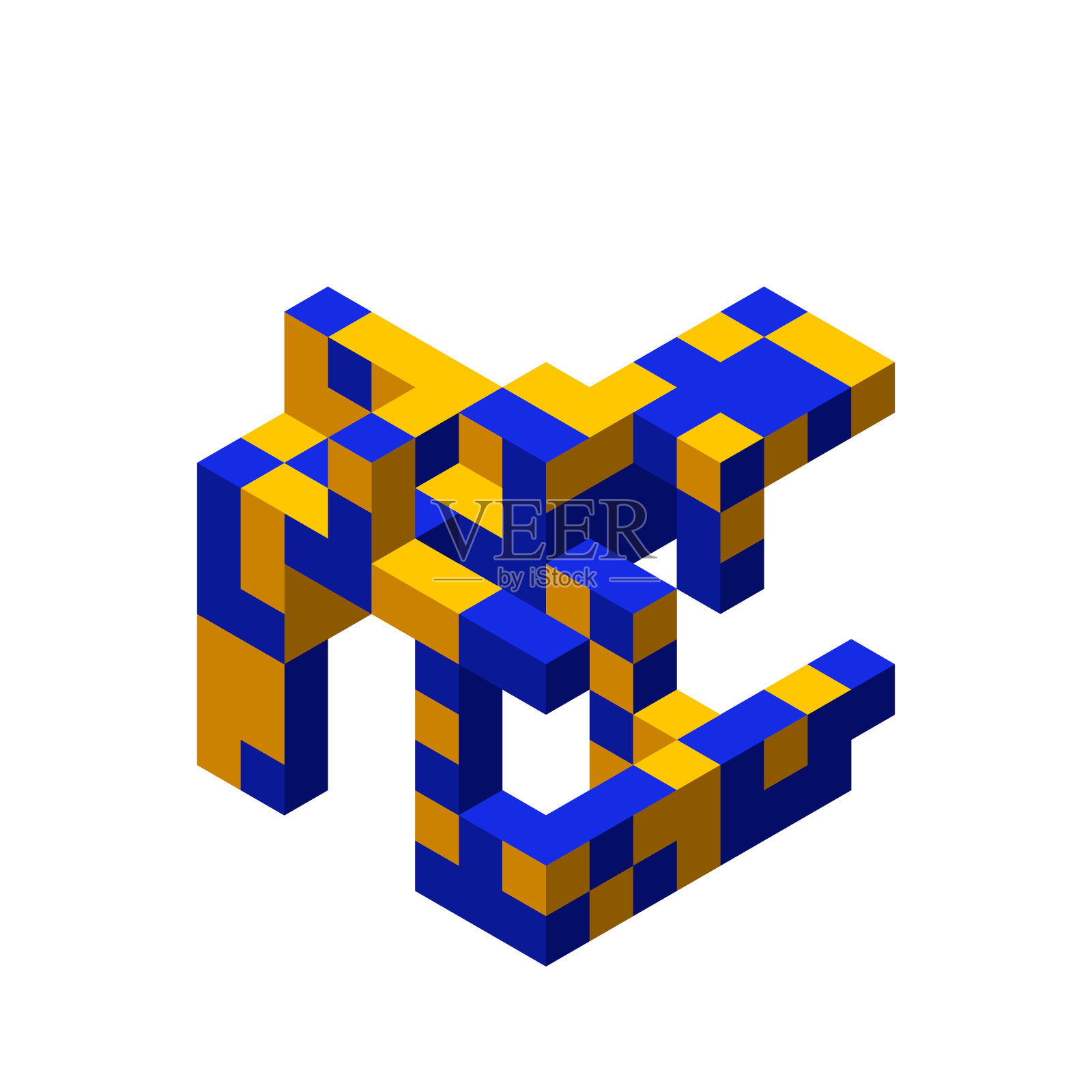 抽象的3 d结构。孤立在白色背景上。矢量插图。插画图片素材