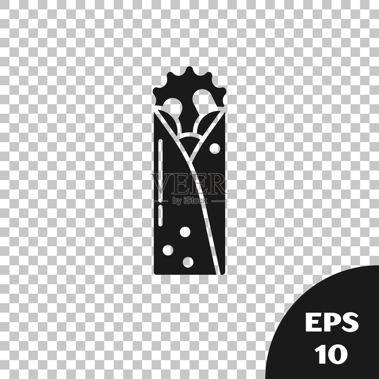 黑色烤肉串图标孤立在透明的背景。吃沙瓦玛的迹象。街头快餐菜单。矢量图插画图片素材