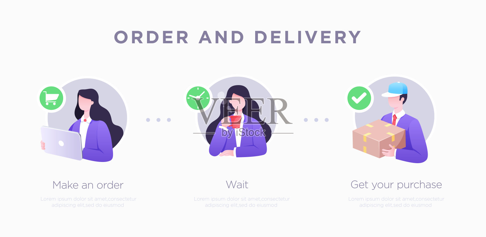 演示幻灯片templatefor。购物概念说明。向量插画图片素材