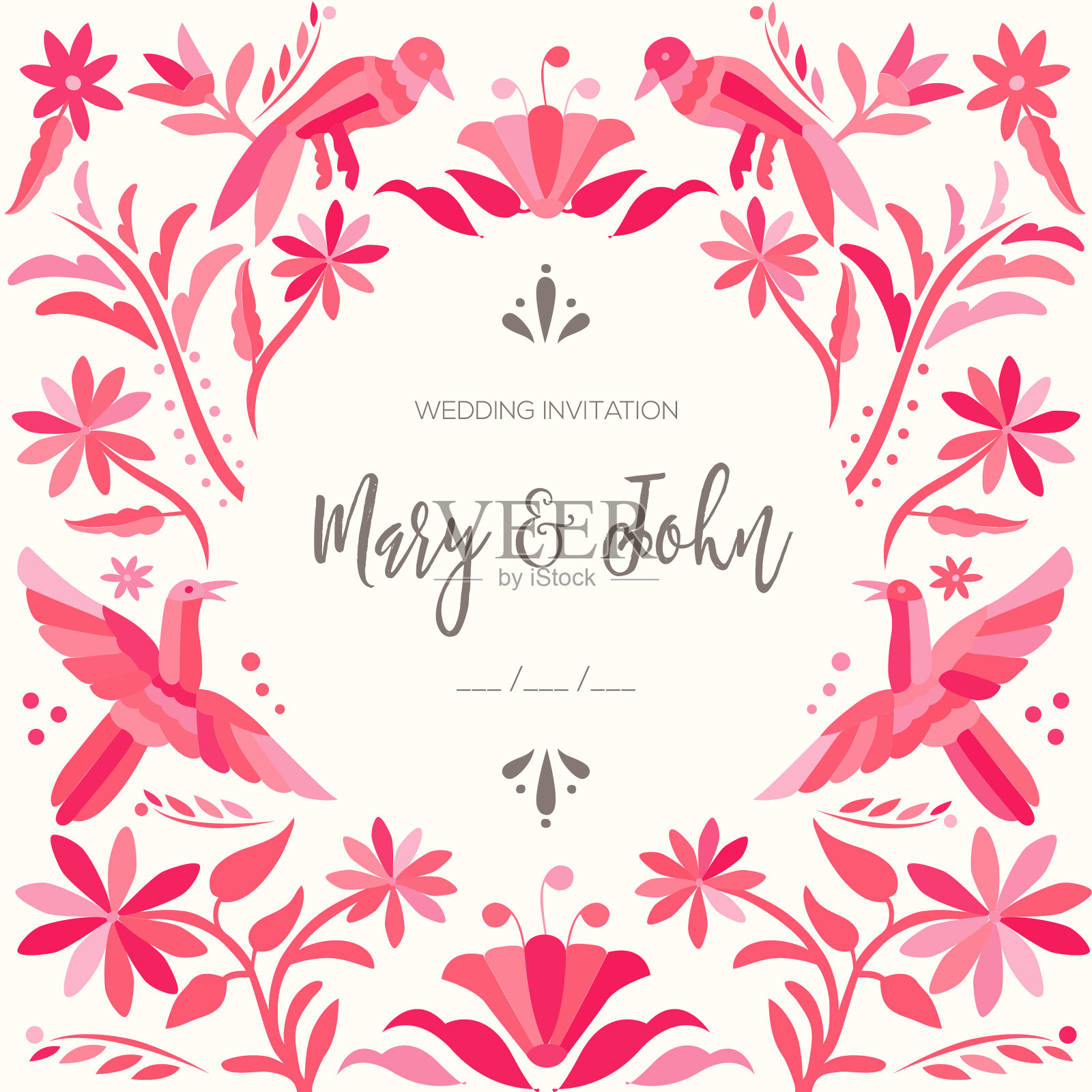 奥托米风格婚礼请柬构图-复制空间设计模板素材