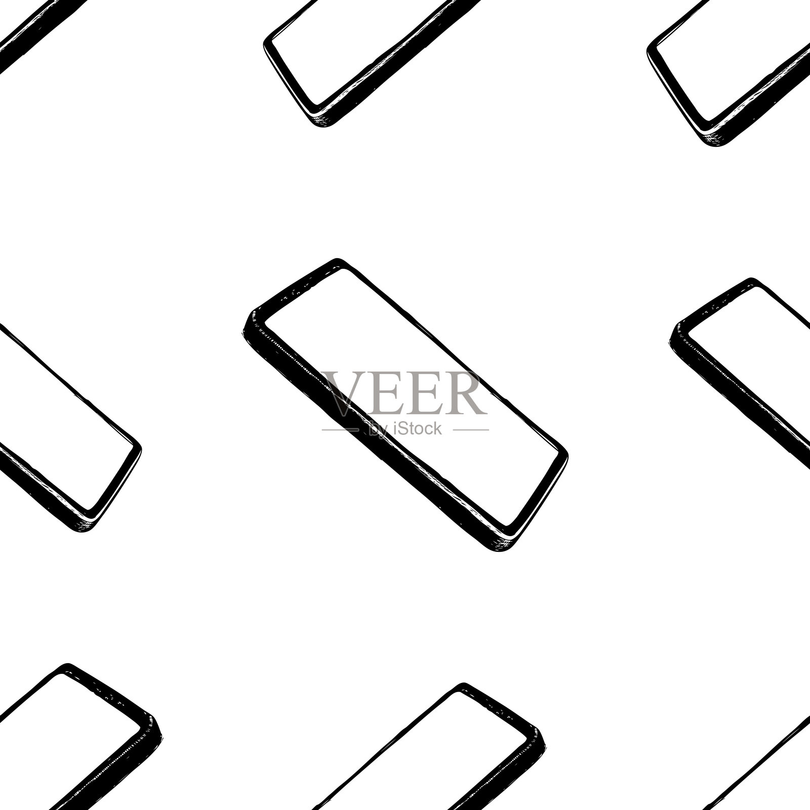 无缝模式的绘制智能手机插画图片素材