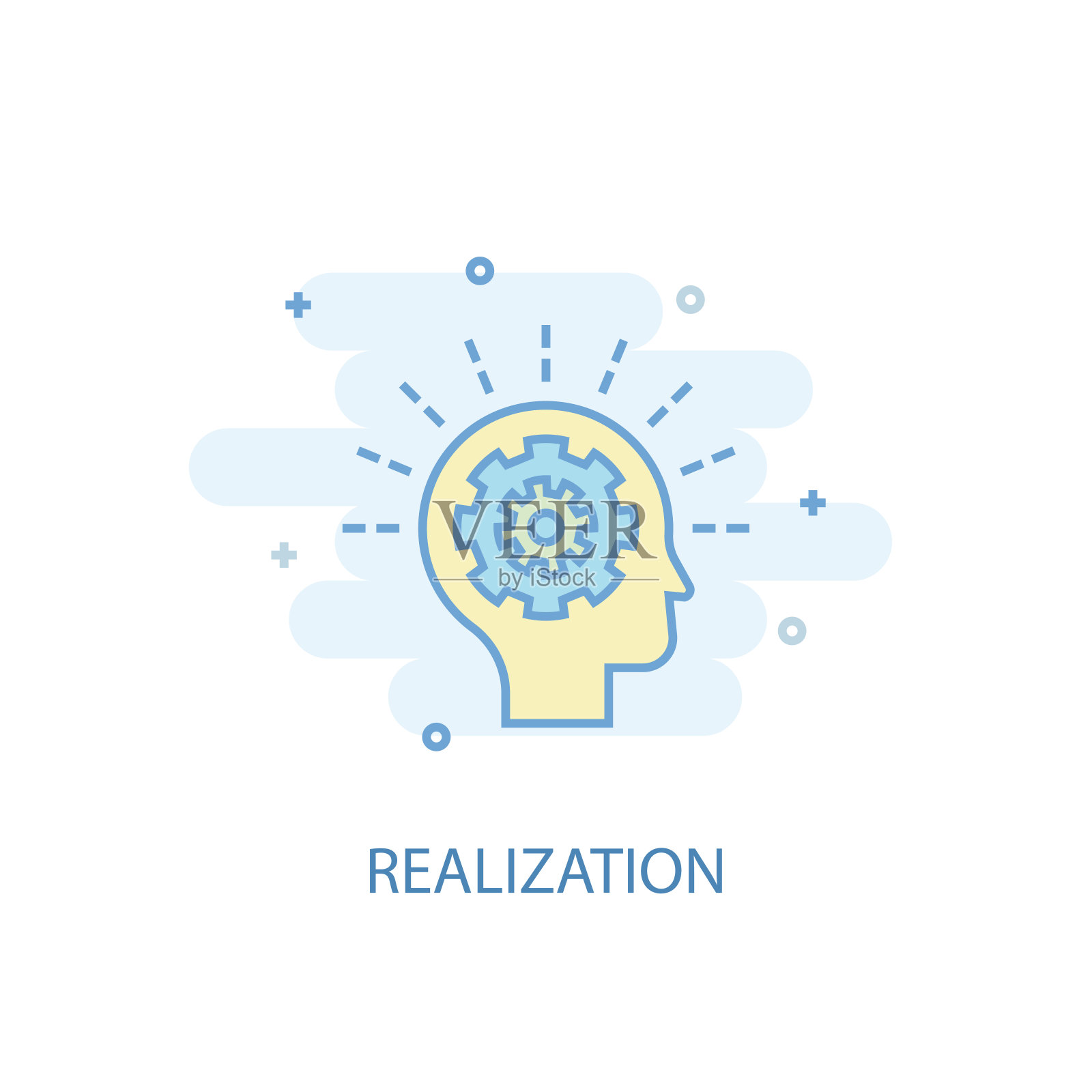 实现线的概念。简单的线条图标，彩色插图。实现符号平面设计。可以用于UI/UX吗插画图片素材