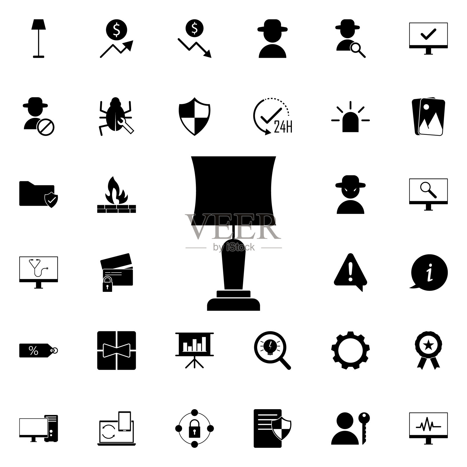 台灯图标。通用的网页集，用于网站设计和开发，应用程序开发图标素材