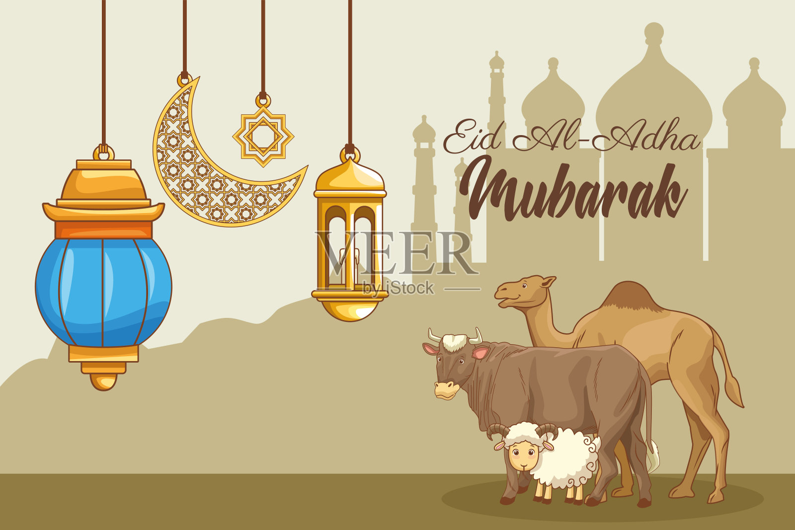 伊斯兰献祭的节日设计模板素材