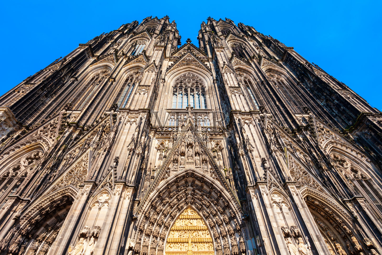 科隆大教堂立面细节，德国照片摄影图片