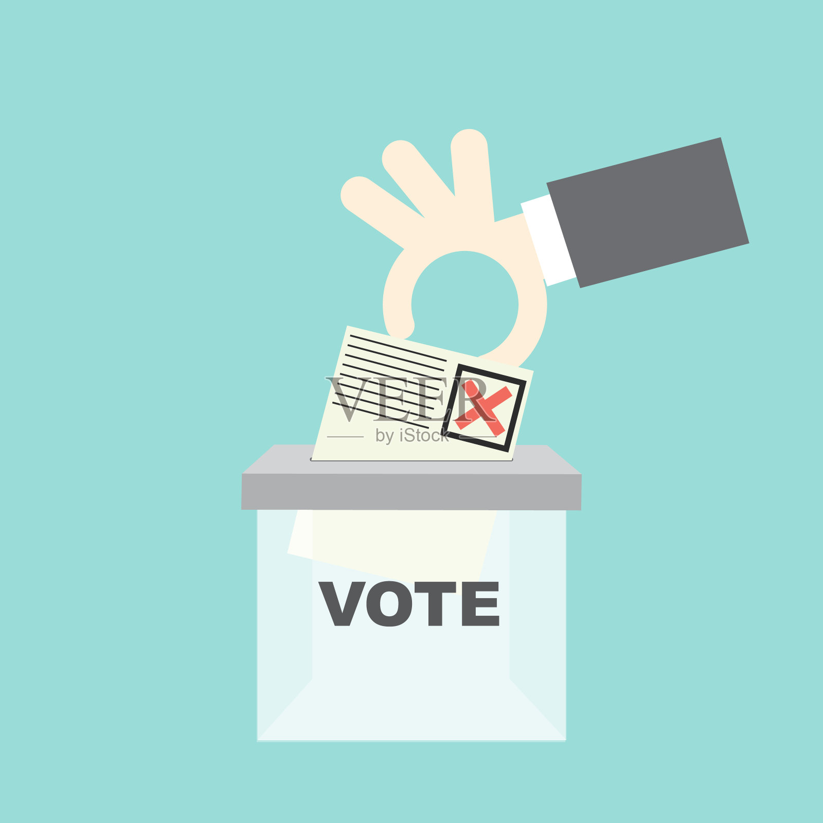 扁平式投票理念-选票纸，民主理念插画图片素材