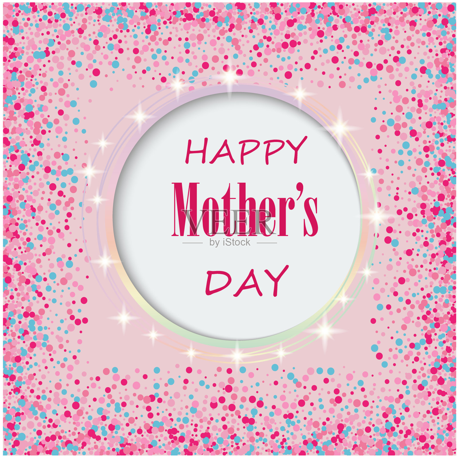 母亲节背景与粉红色的闪光纸屑。母亲节的明信片。妇女节日模板设计模板素材