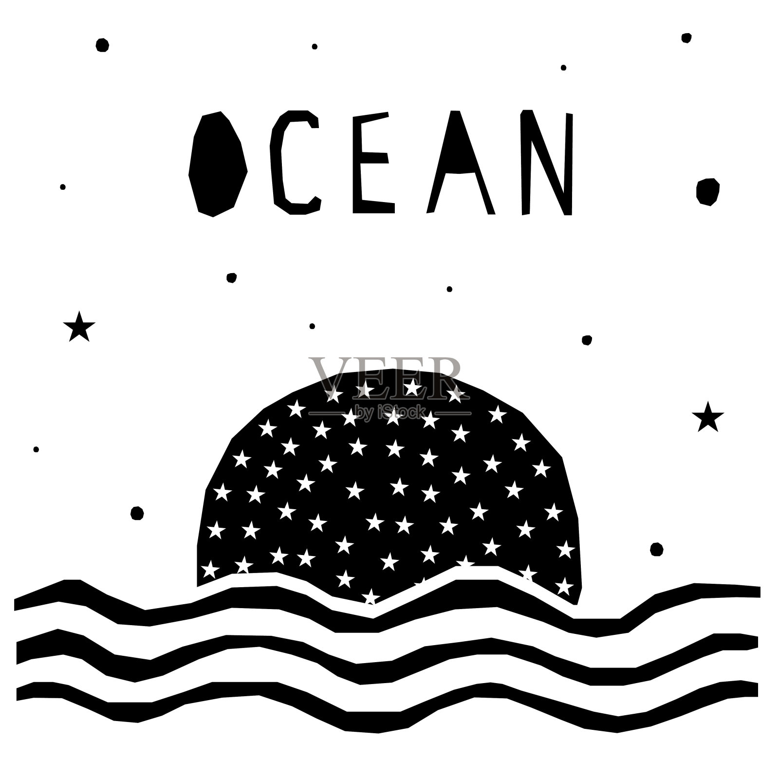 抽象幼稚的剪纸图案。插画图片素材