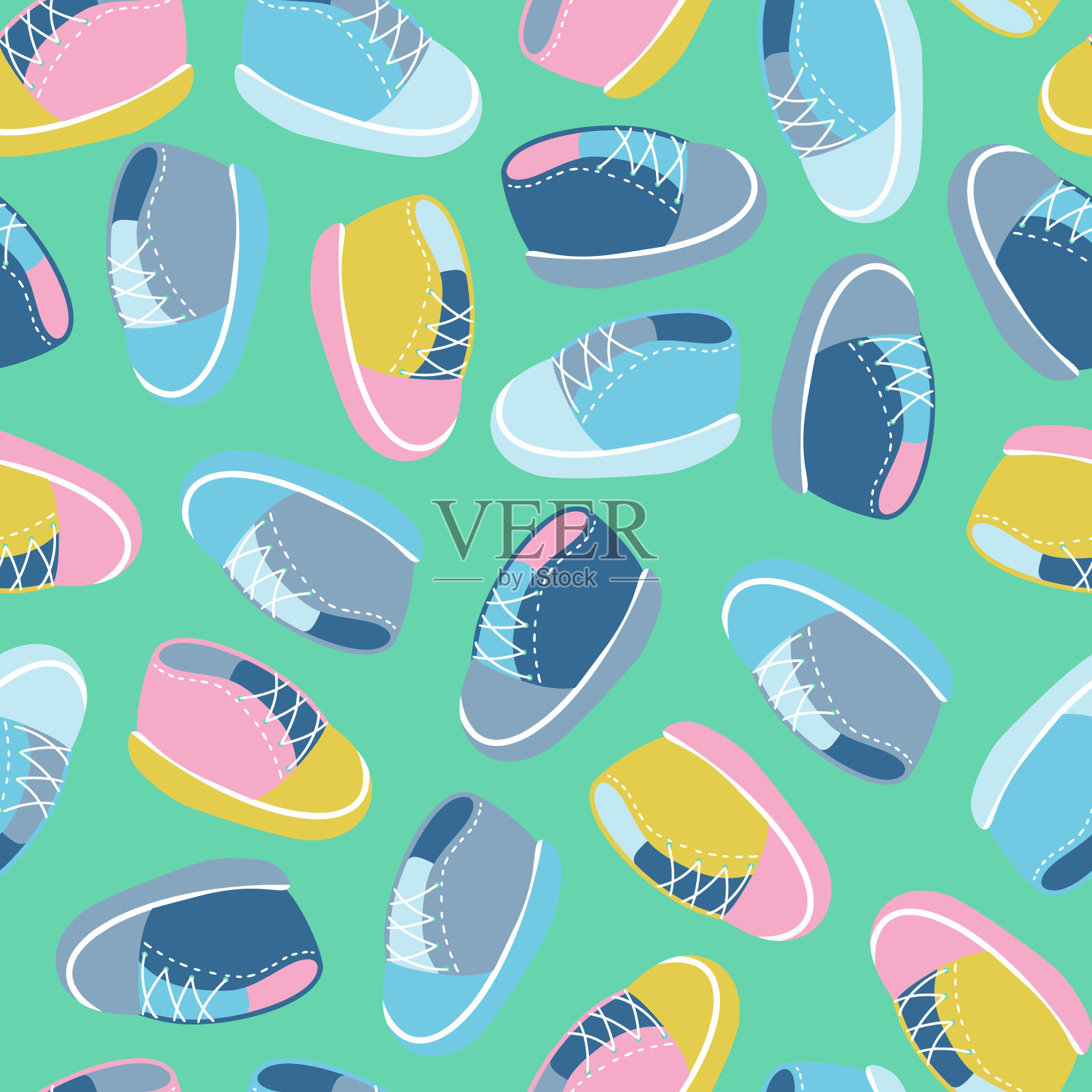 运动鞋童鞋无缝图案插画图片素材