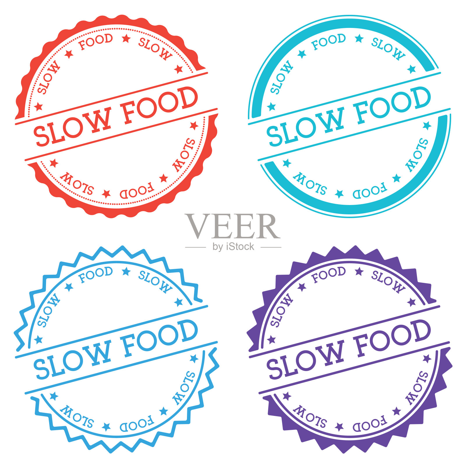 白色背景上孤立的慢食标识。插画图片素材