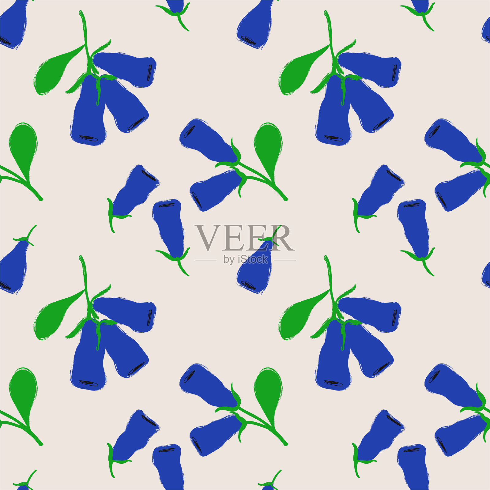 无缝图案与金银花浆果。插画图片素材