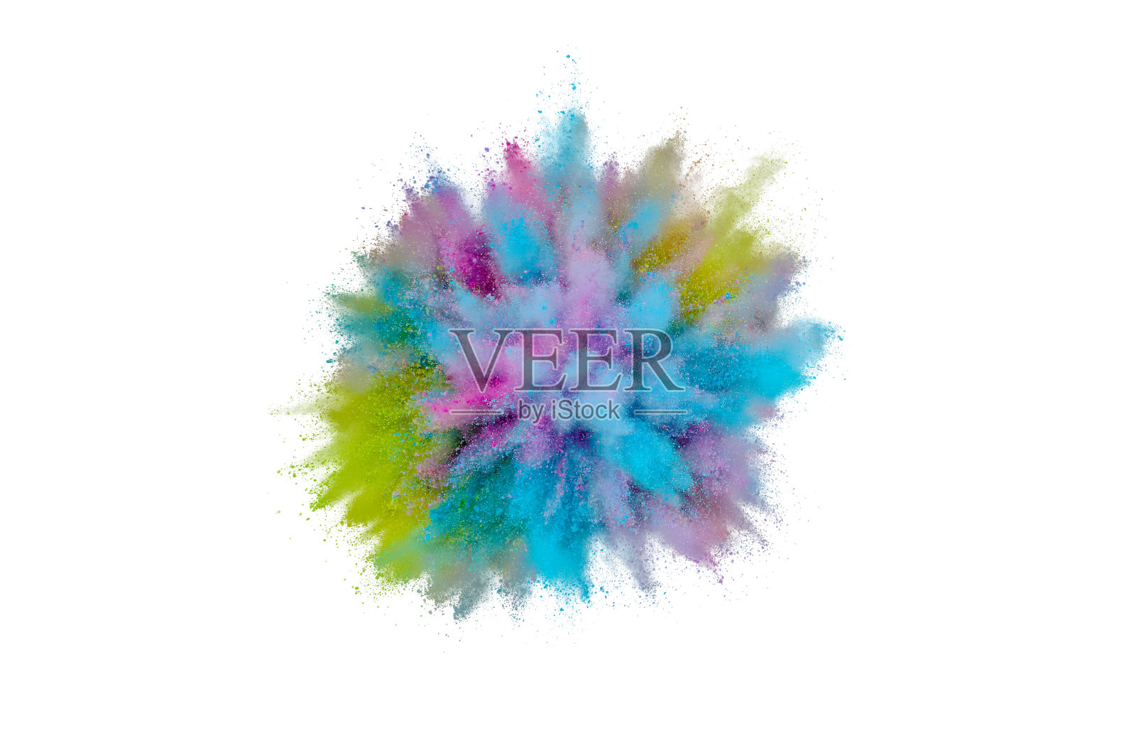 彩色粉末在白色背景上爆炸。抽象特写灰尘的背景。色彩斑斓的爆炸。油漆胡里节照片摄影图片