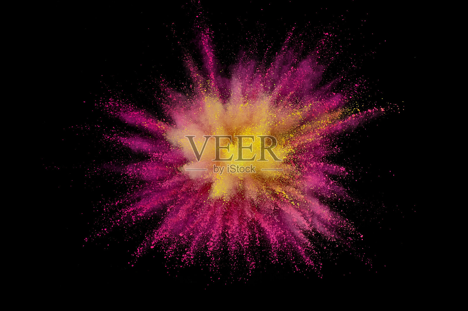 彩色粉末爆炸。抽象特写灰尘的背景。色彩斑斓的爆炸。油漆胡里节照片摄影图片