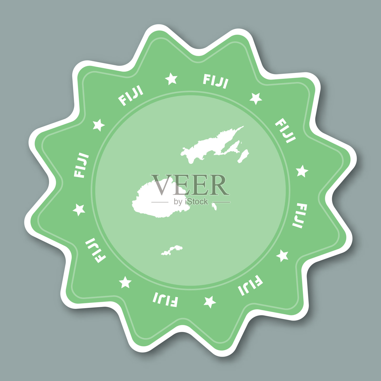 斐济地图贴纸时髦的颜色。插画图片素材