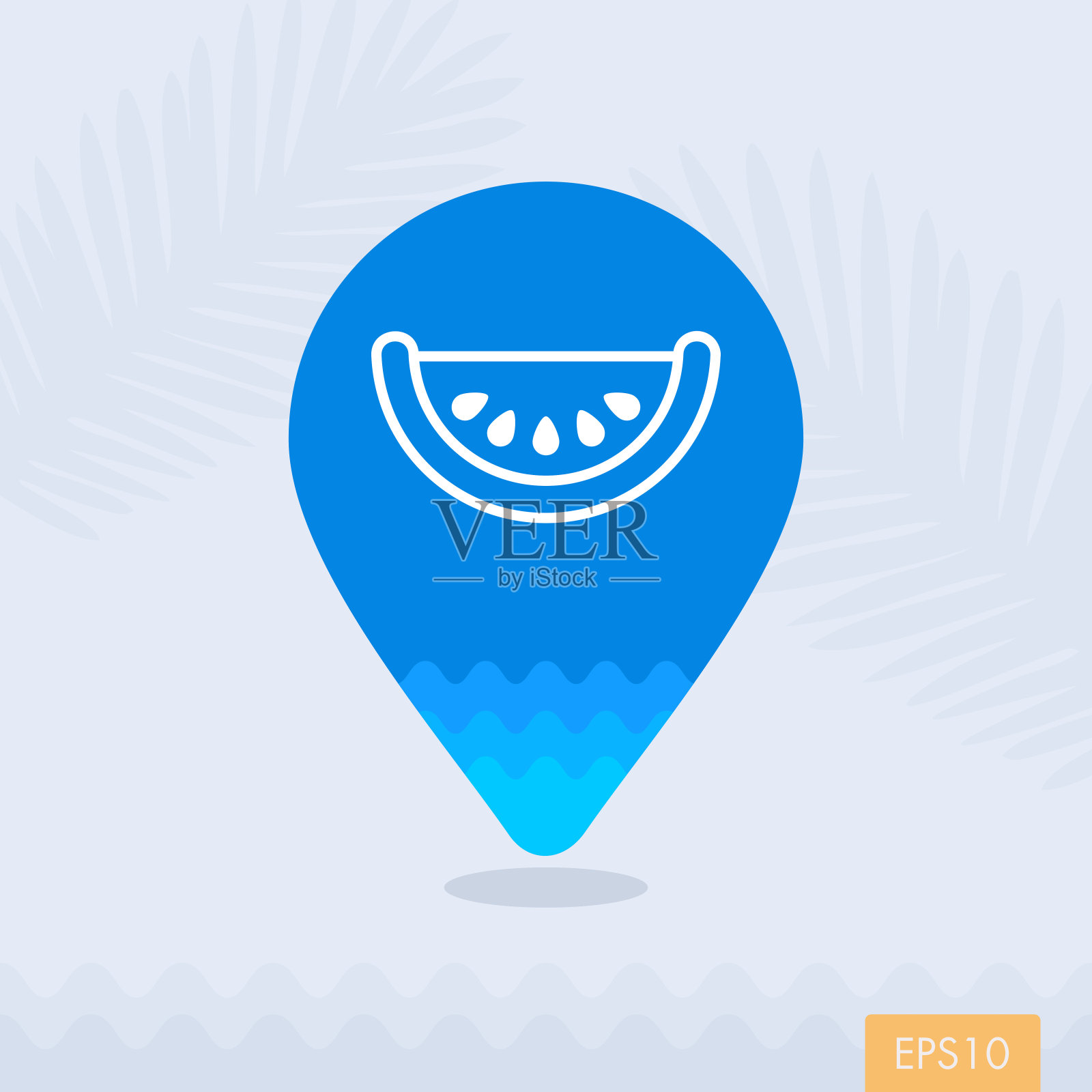 西瓜片针地图图标。夏天插画图片素材