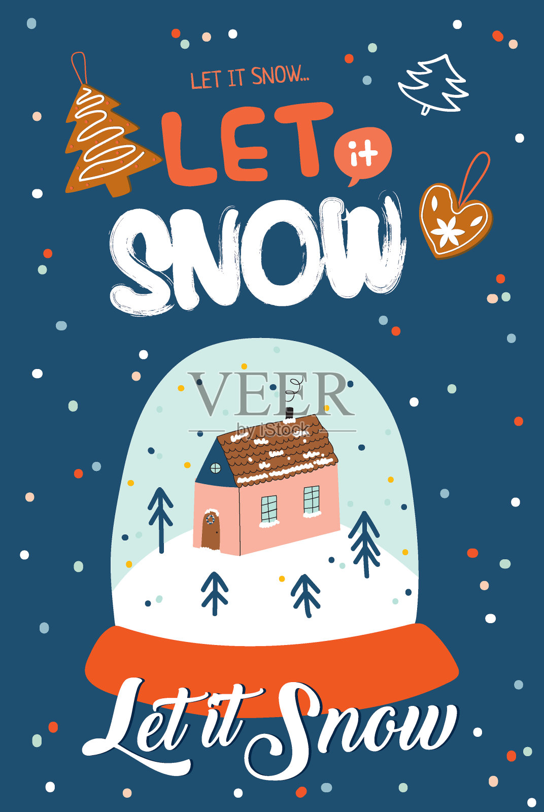 可爱新年冬季元素。孤立在白色背景上。插画图片素材