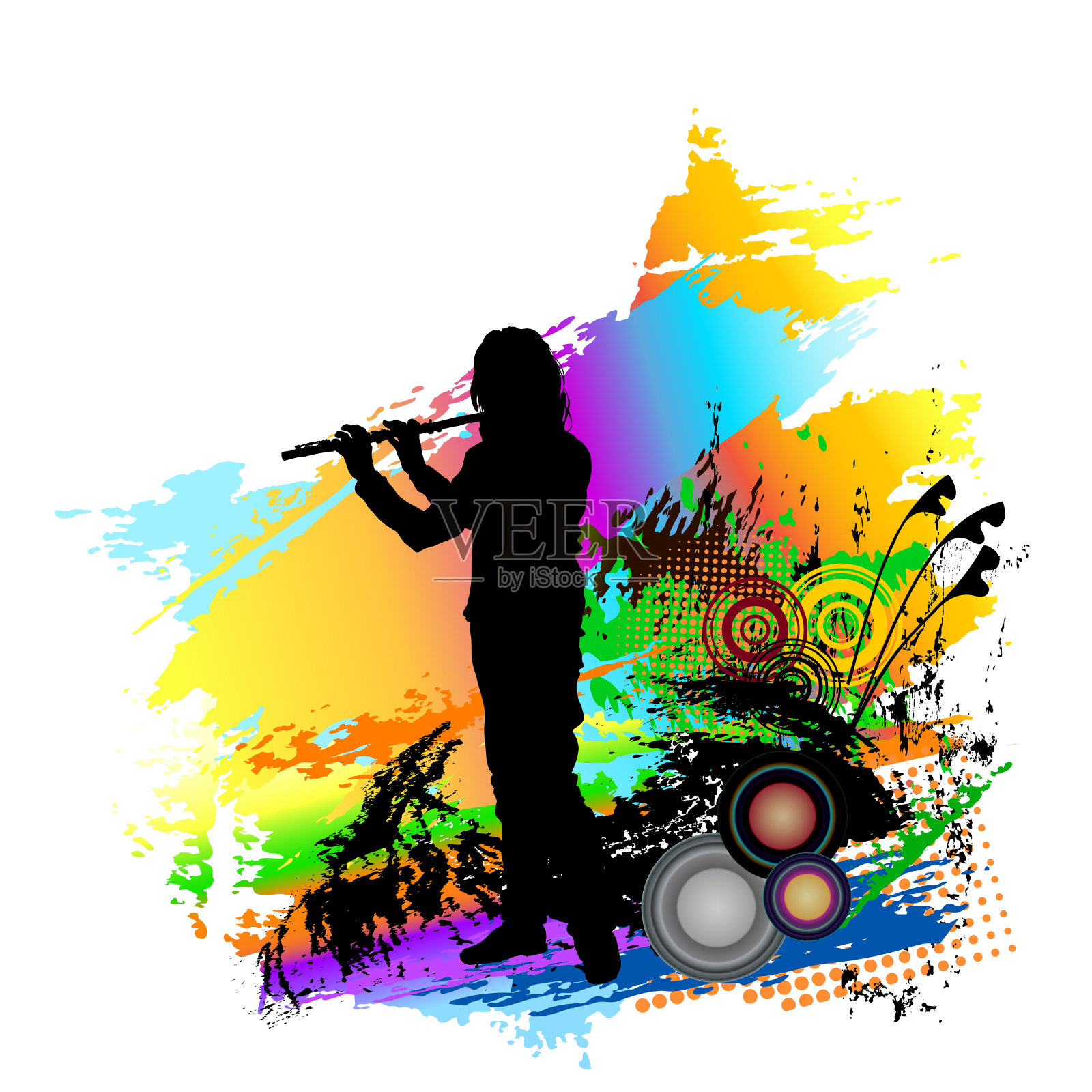 长笛演奏者。民间音乐背景插画图片素材