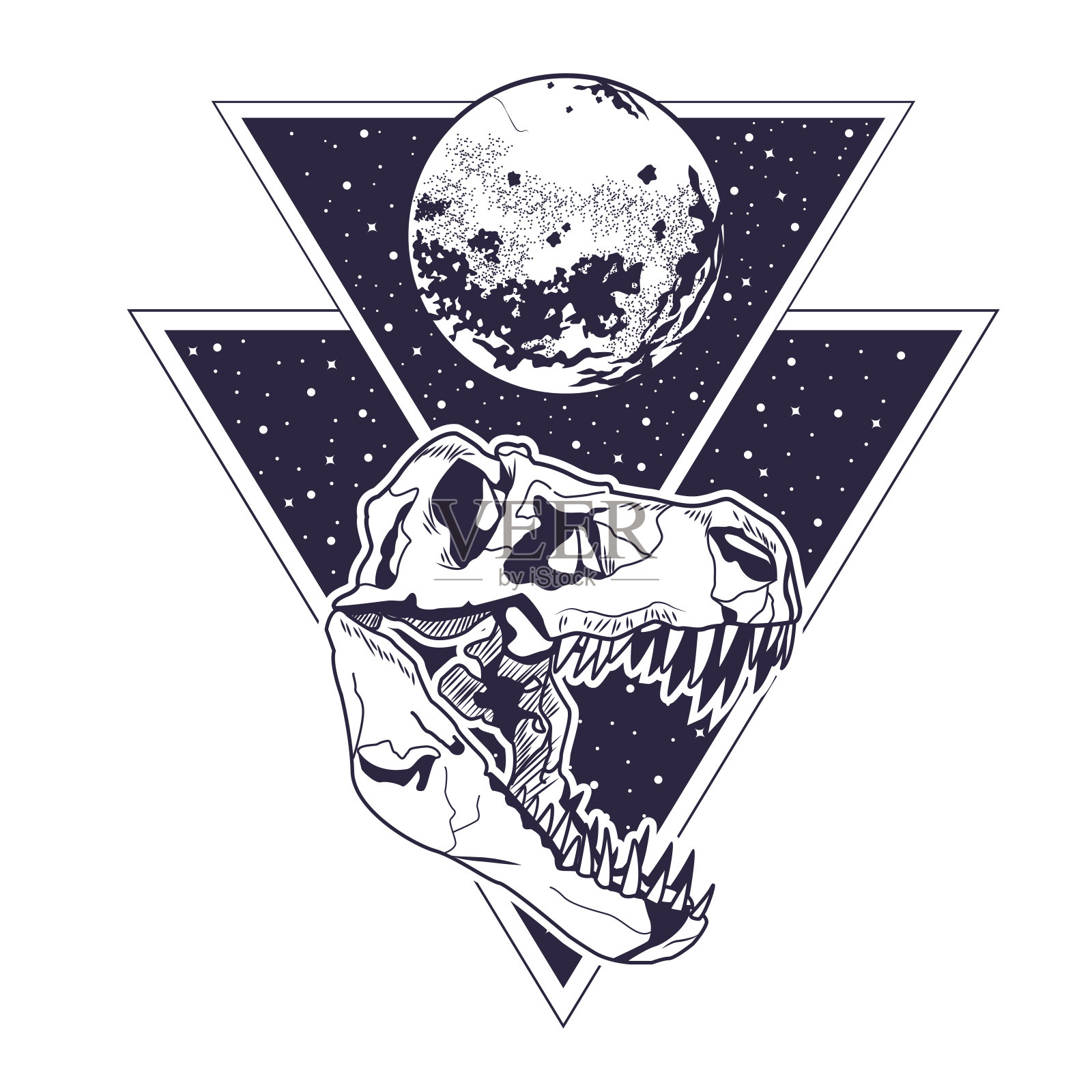 摇滚复古徽章与图纸插画图片素材