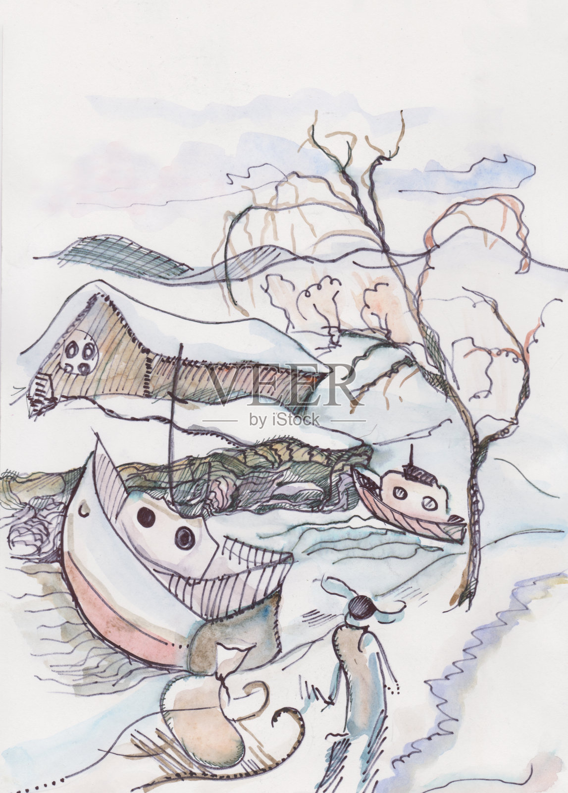 冬天的风景插画图片素材