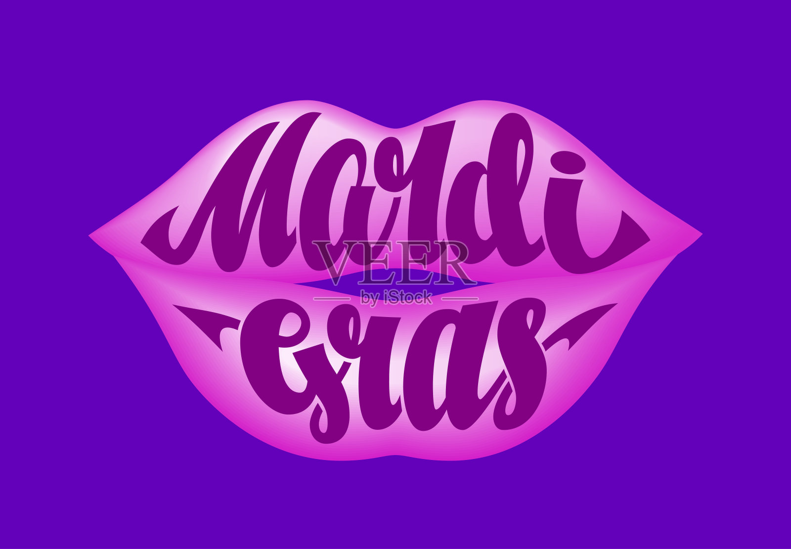 狂欢节的字母和吻红色的嘴唇插画图片素材