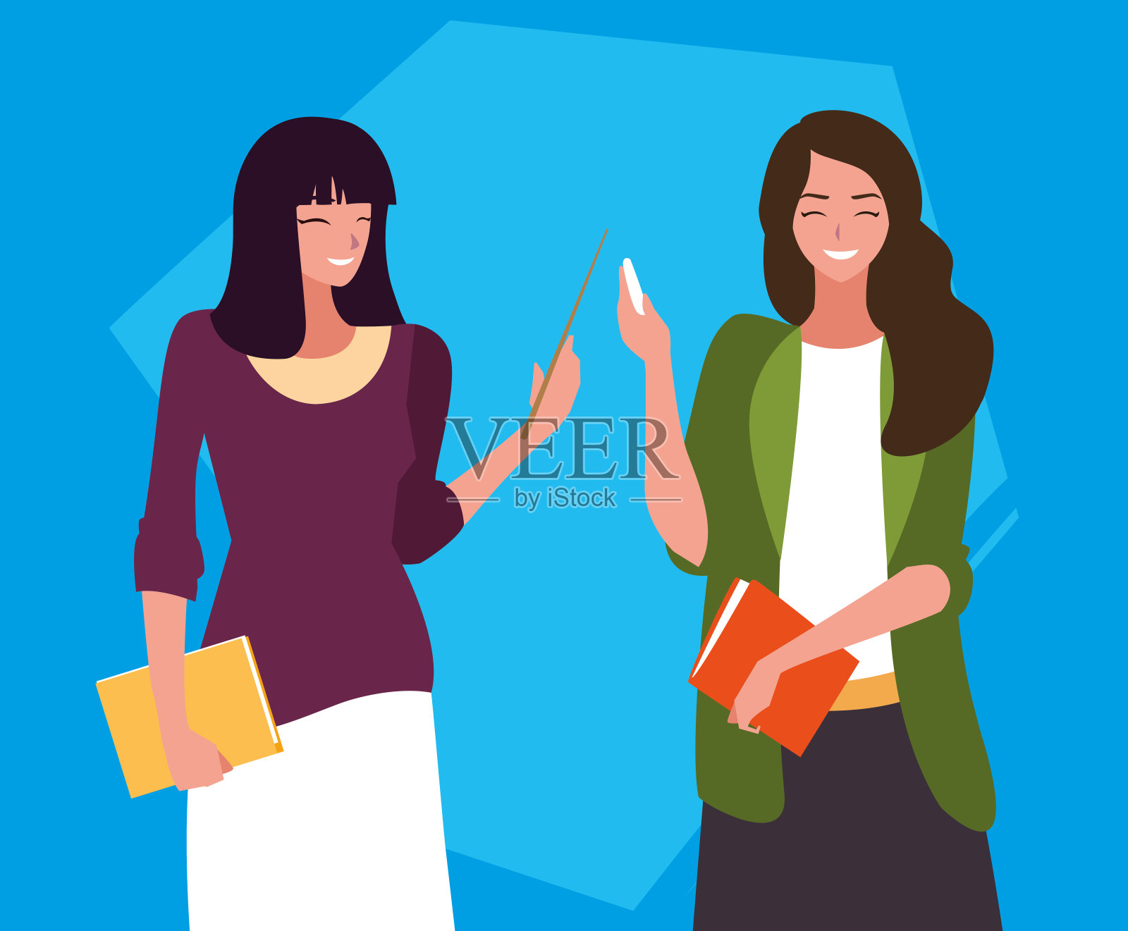 教师女孩的头像插画图片素材