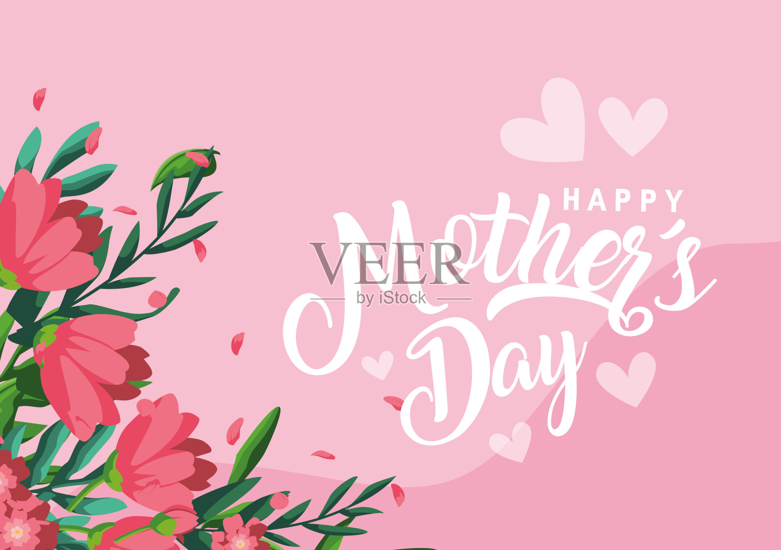 母亲节贺卡用鲜花装饰插画图片素材