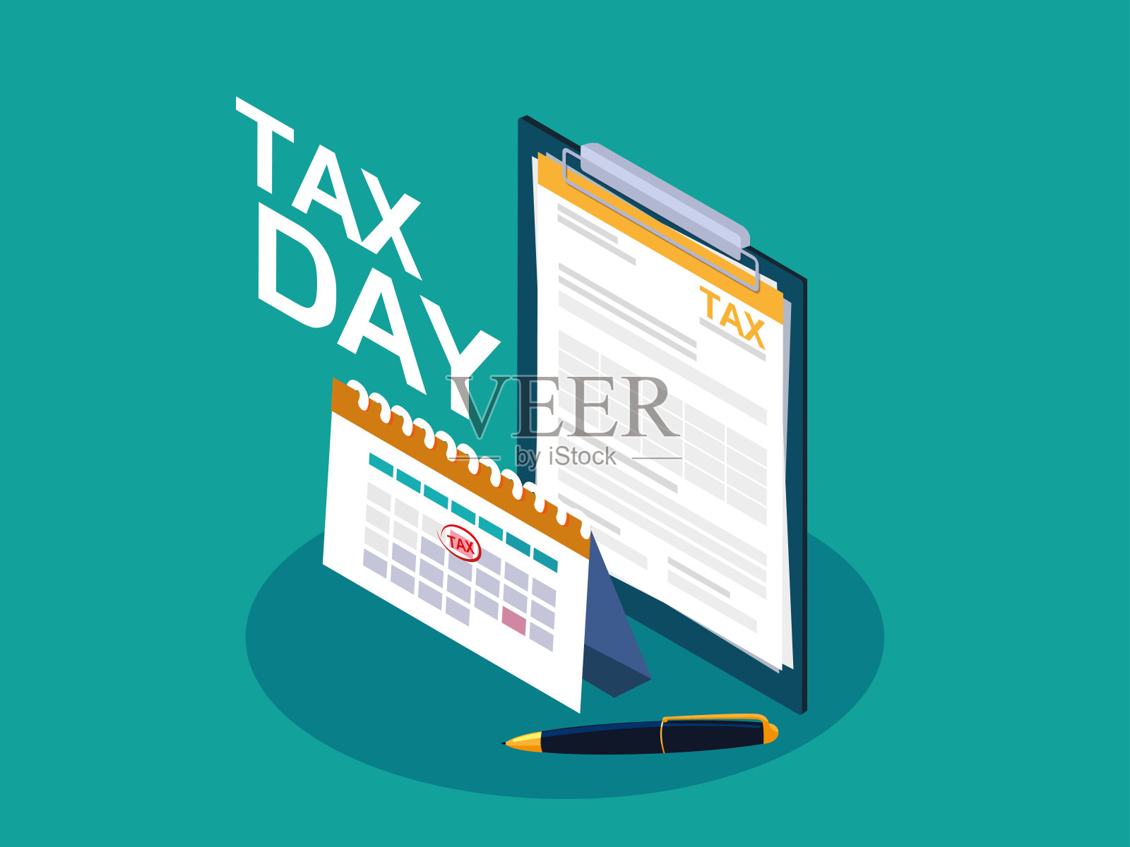 缴税日与剪贴板和日历提醒插画图片素材