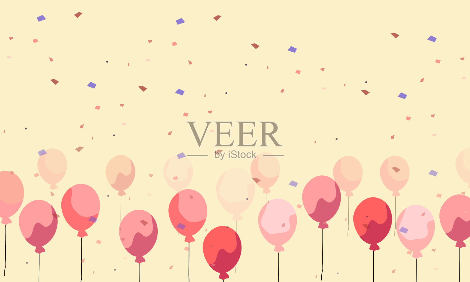 庆祝活动的背景。黄色的气球飘在空中参加聚会和节日。插画图片素材