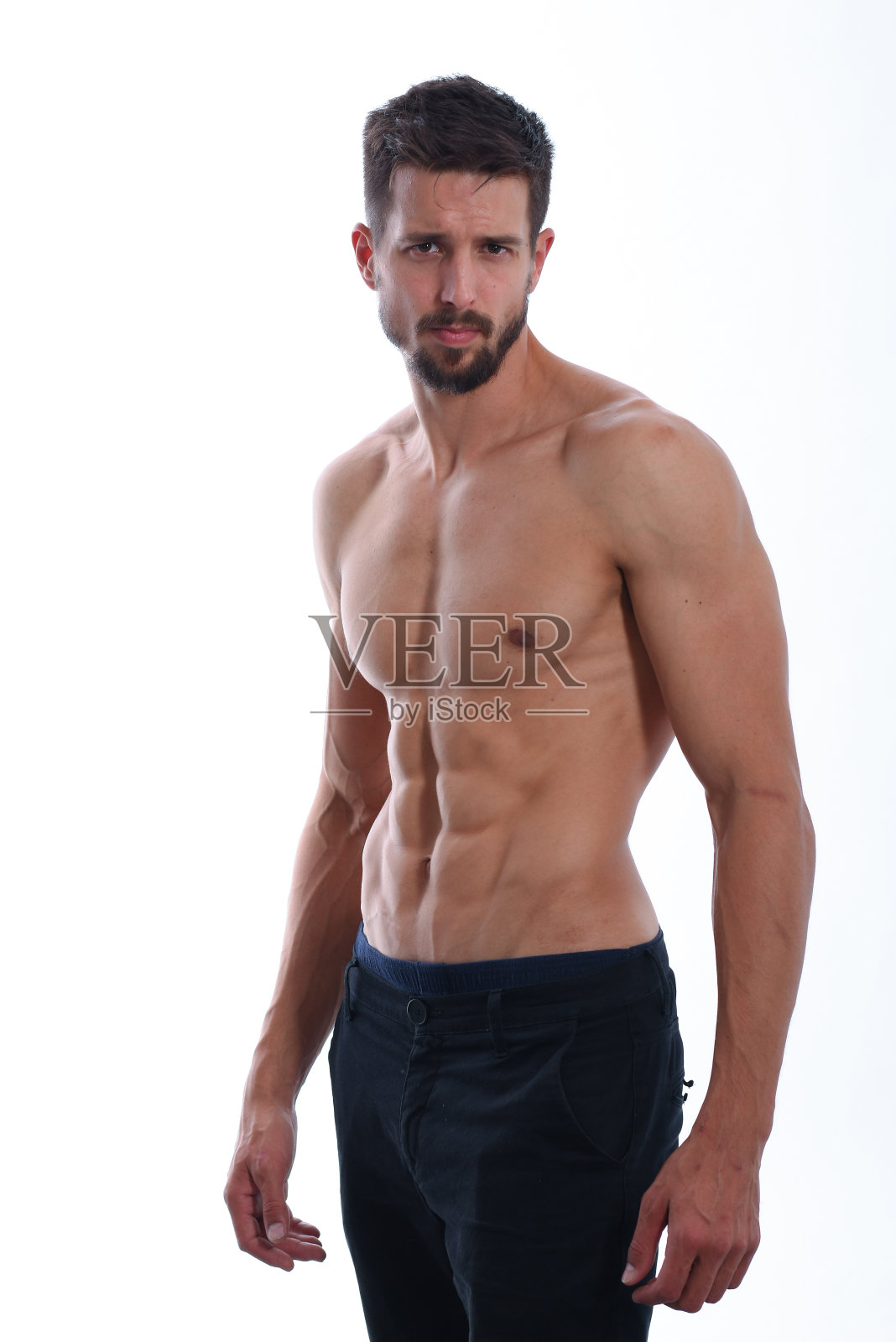 赤膊上阵的健身模式照片摄影图片