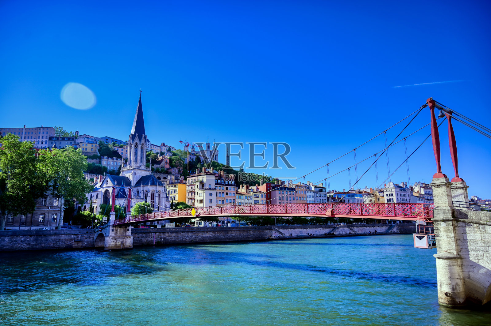 法国里昂和索恩河照片摄影图片