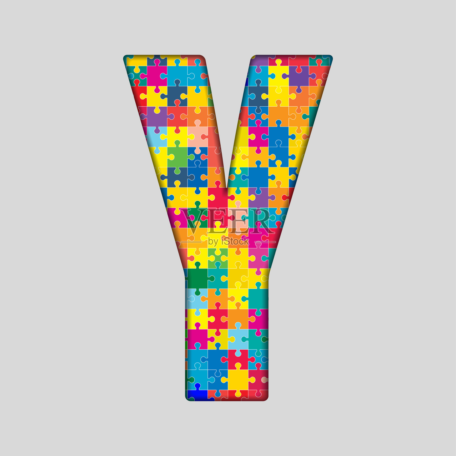 矢量拼图五彩缤纷的字母- Y。设计元素图片