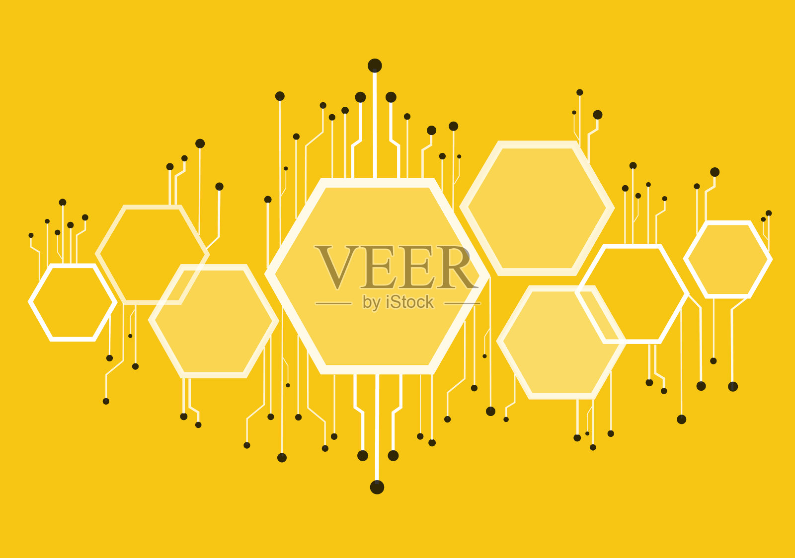 摘要蜂箱、六边形及工艺线背景插画图片素材