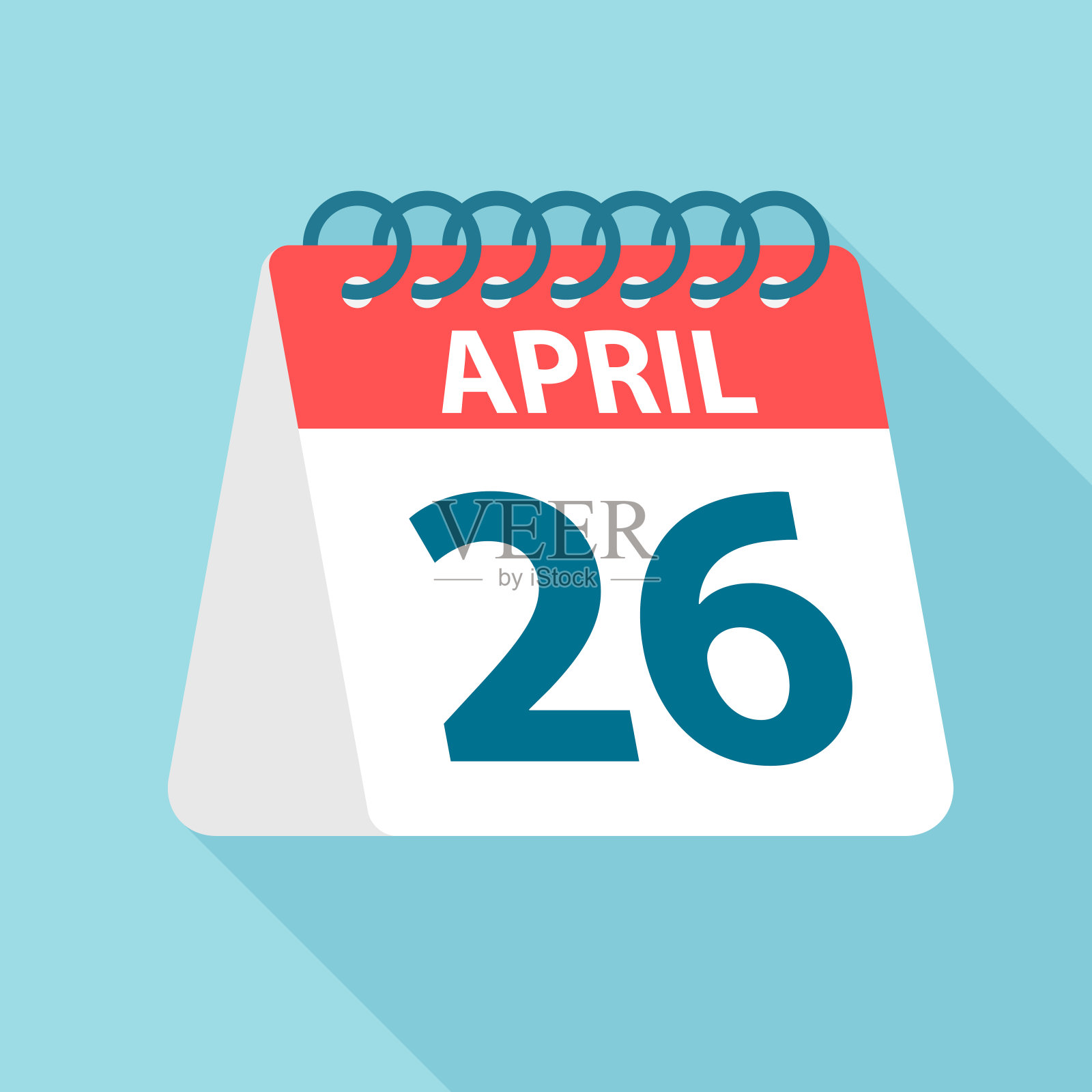 4月26日-日历图标。一个月的一天的矢量插图。日历模板插画图片素材