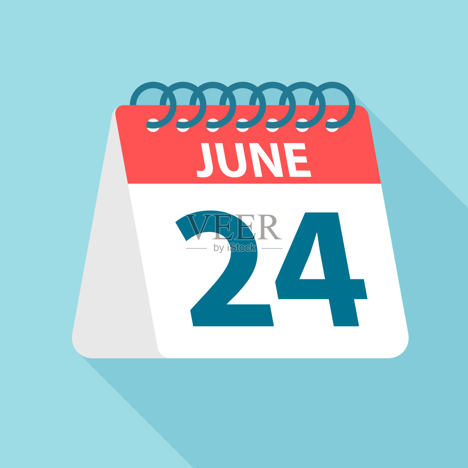 6月24日-日历图标。一个月的一天的矢量插图。日历模板插画图片素材