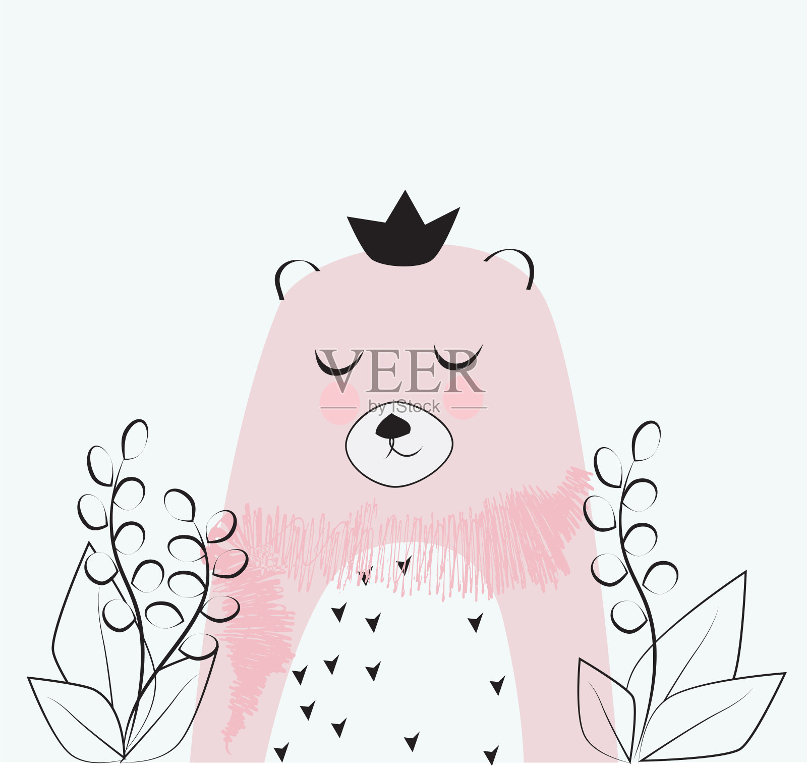 可爱的小熊时尚向量。儿童绘画北欧风格。插画图片素材