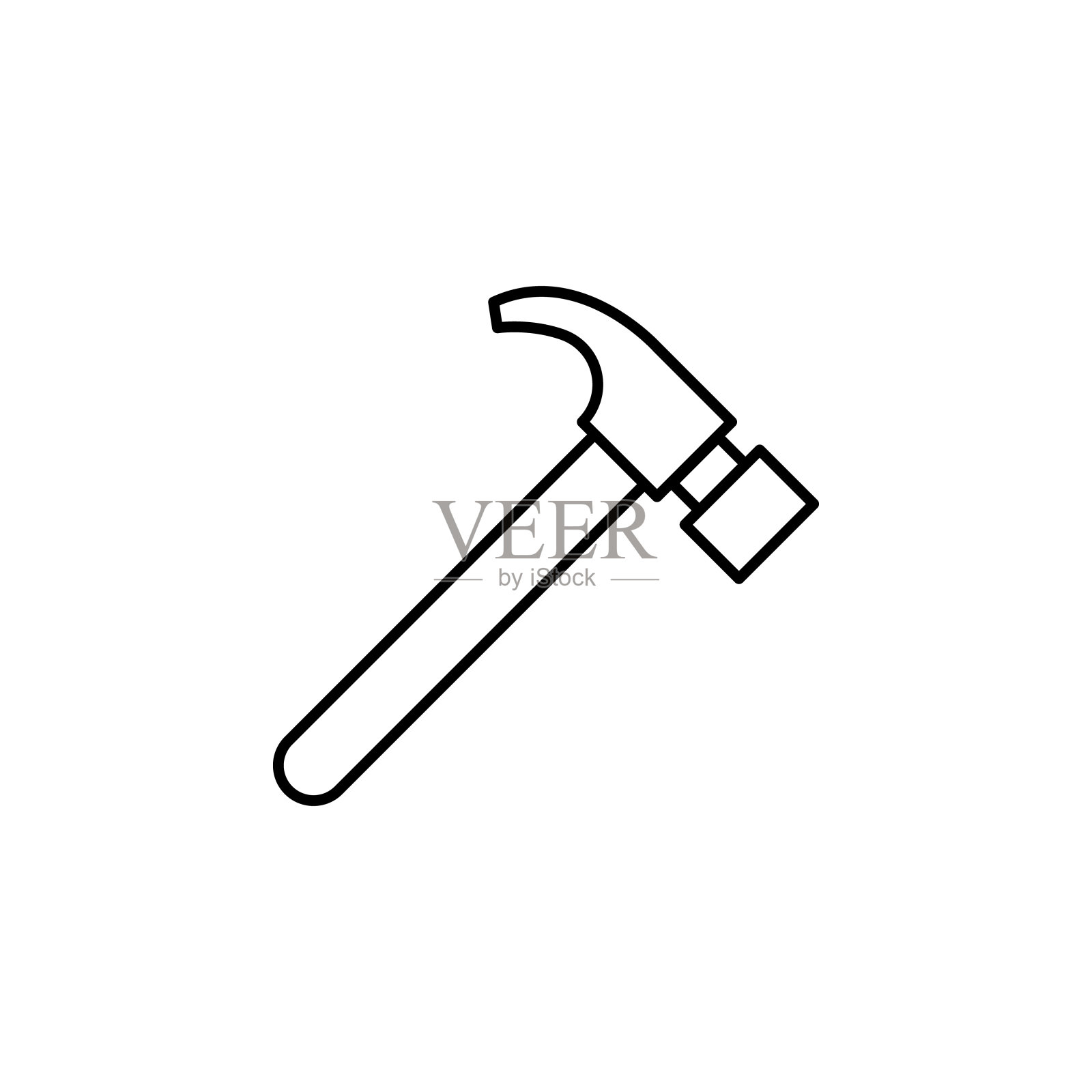 锤图标。简单的细线，轮廓向量的建设工具图标的用户界面和用户体验，网站或移动应用程序图标素材