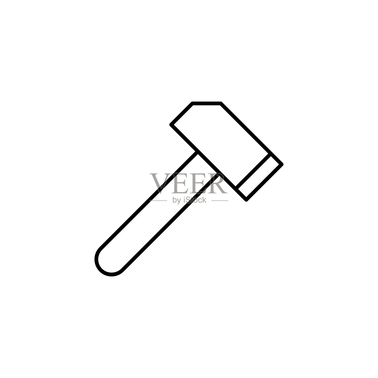 锤图标。简单的细线，用于UI和UX，网站或移动应用程序的构造工具图标的轮廓矢量图标素材