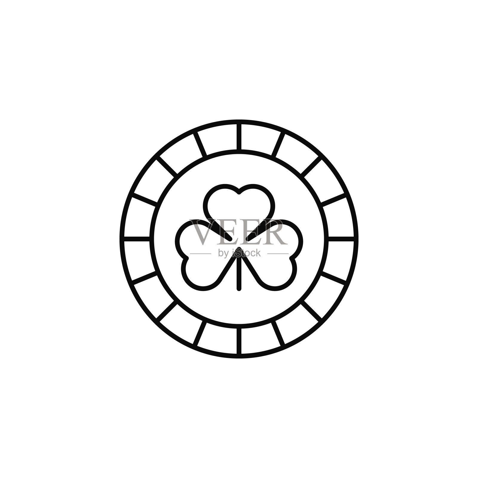 三叶草圈图标。简单的细线，轮廓矢量圣帕特里克节图标的UI和UX，网站或移动应用程序图标素材