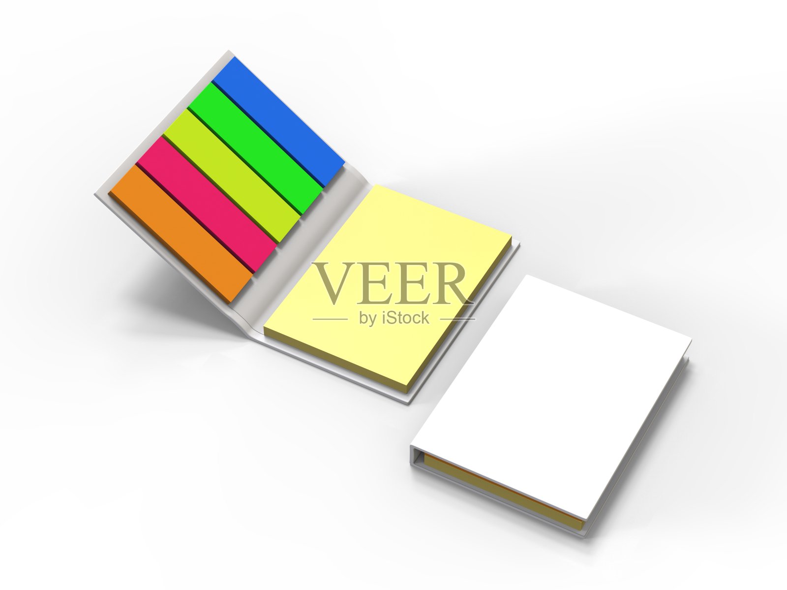 空白迷你便利贴笔记本模拟和品牌。3 d渲染插图。照片摄影图片