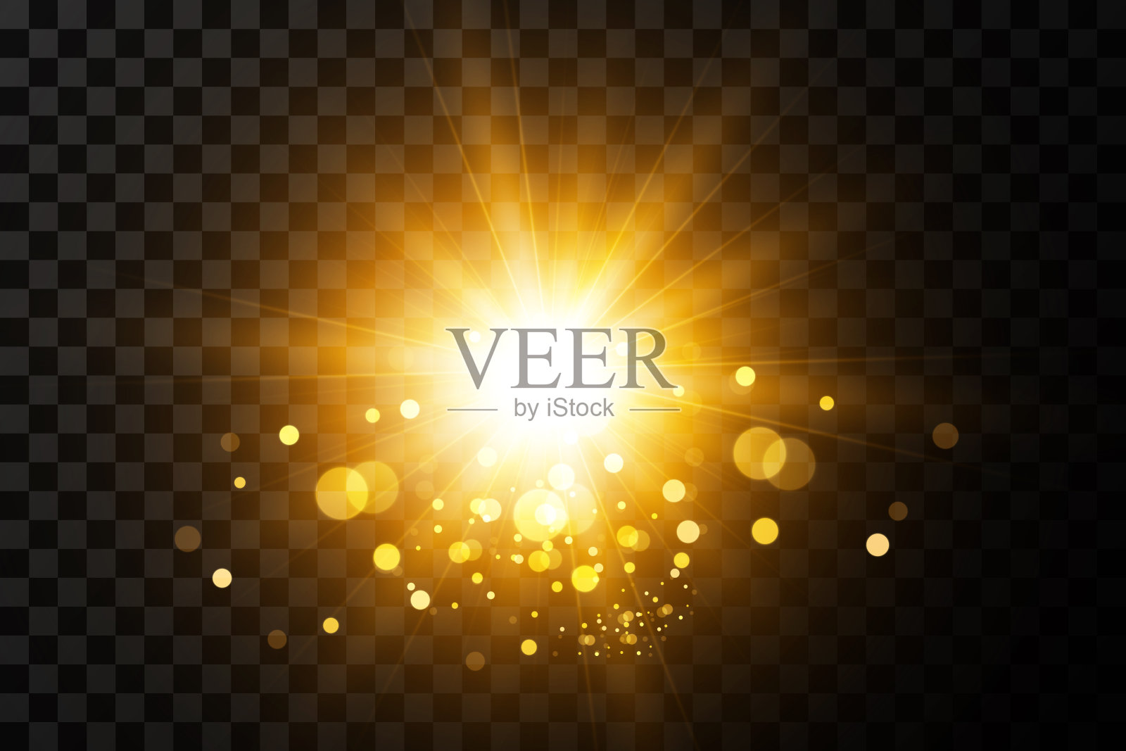 尘埃的火花和金色的星星闪烁着特殊的光芒。矢量在透明的背景上闪闪发光。圣诞灯光效果。闪闪发光的魔法尘埃颗粒。插画图片素材