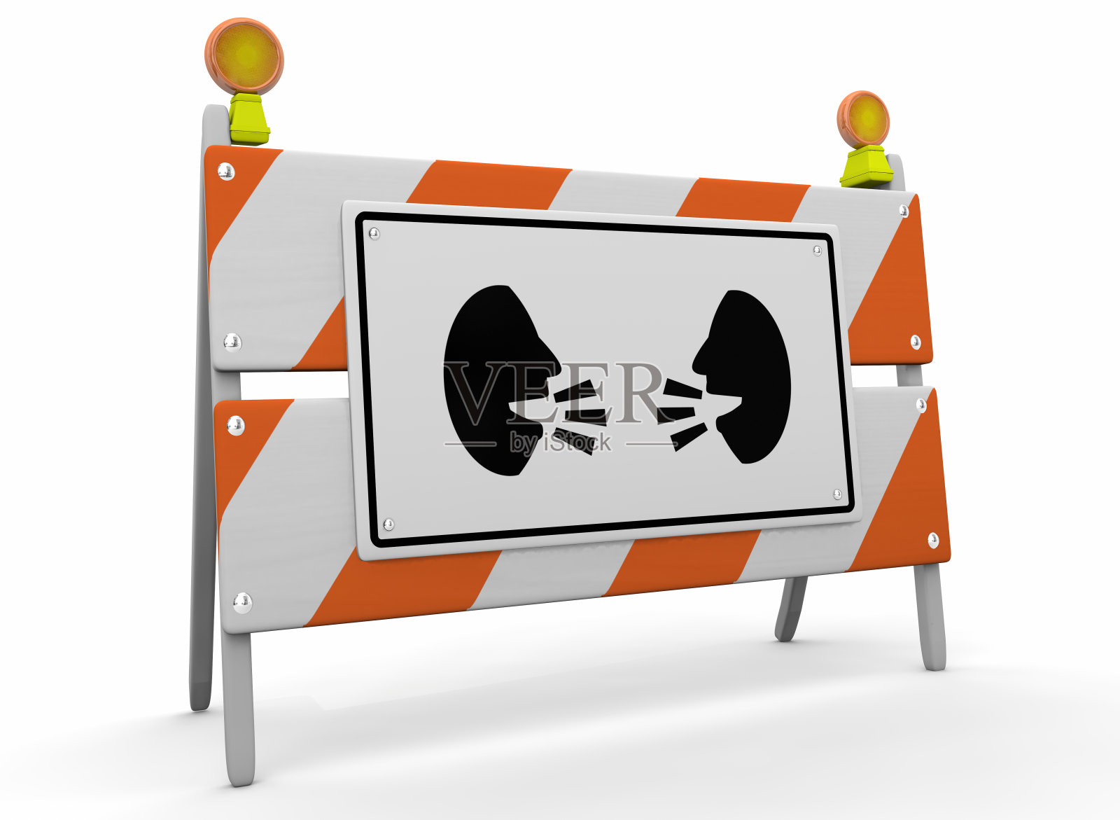 两个人面对谈话讨论沟通障碍建设标志3d插图照片摄影图片