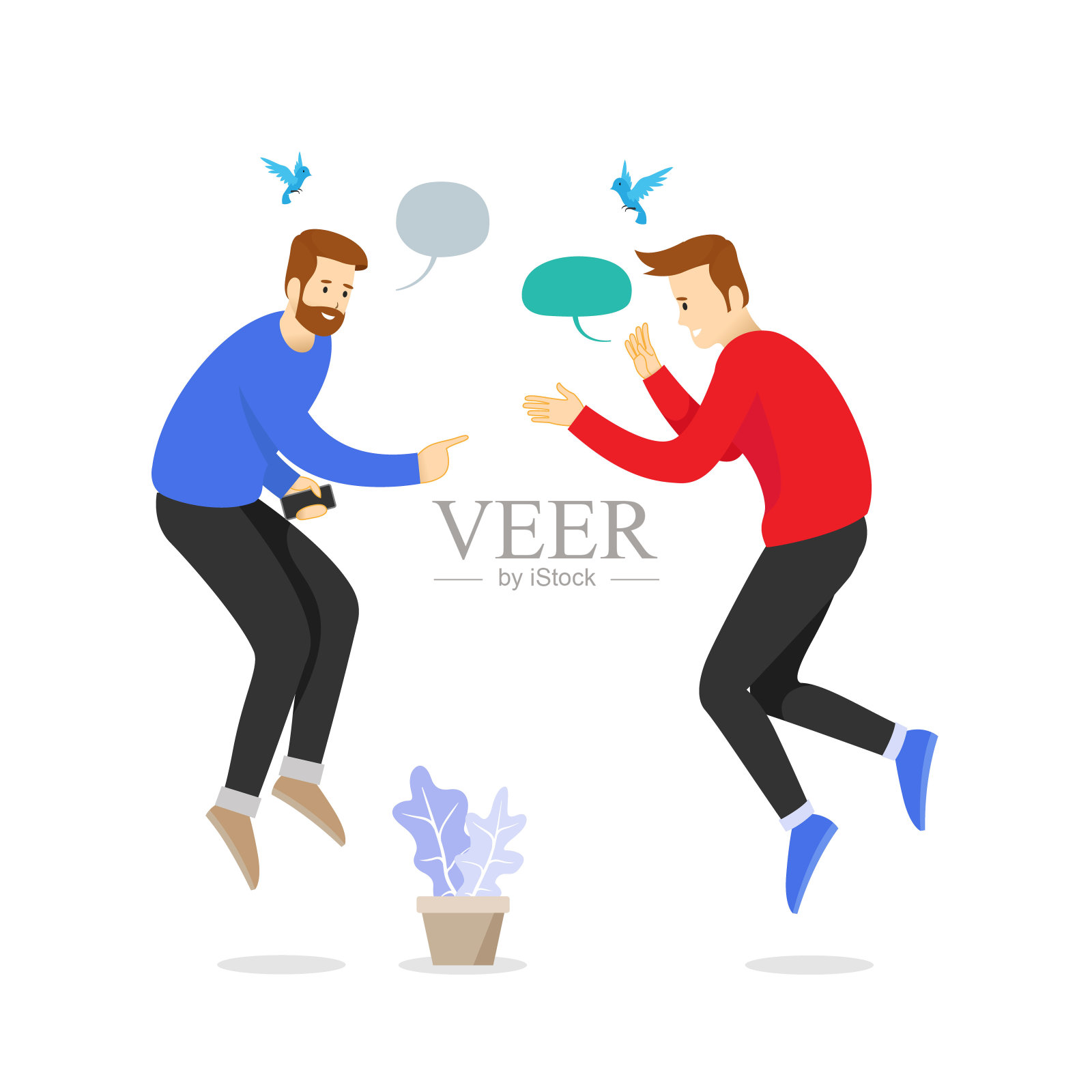 两个朋友在讨论。人物矢量插图。插画图片素材