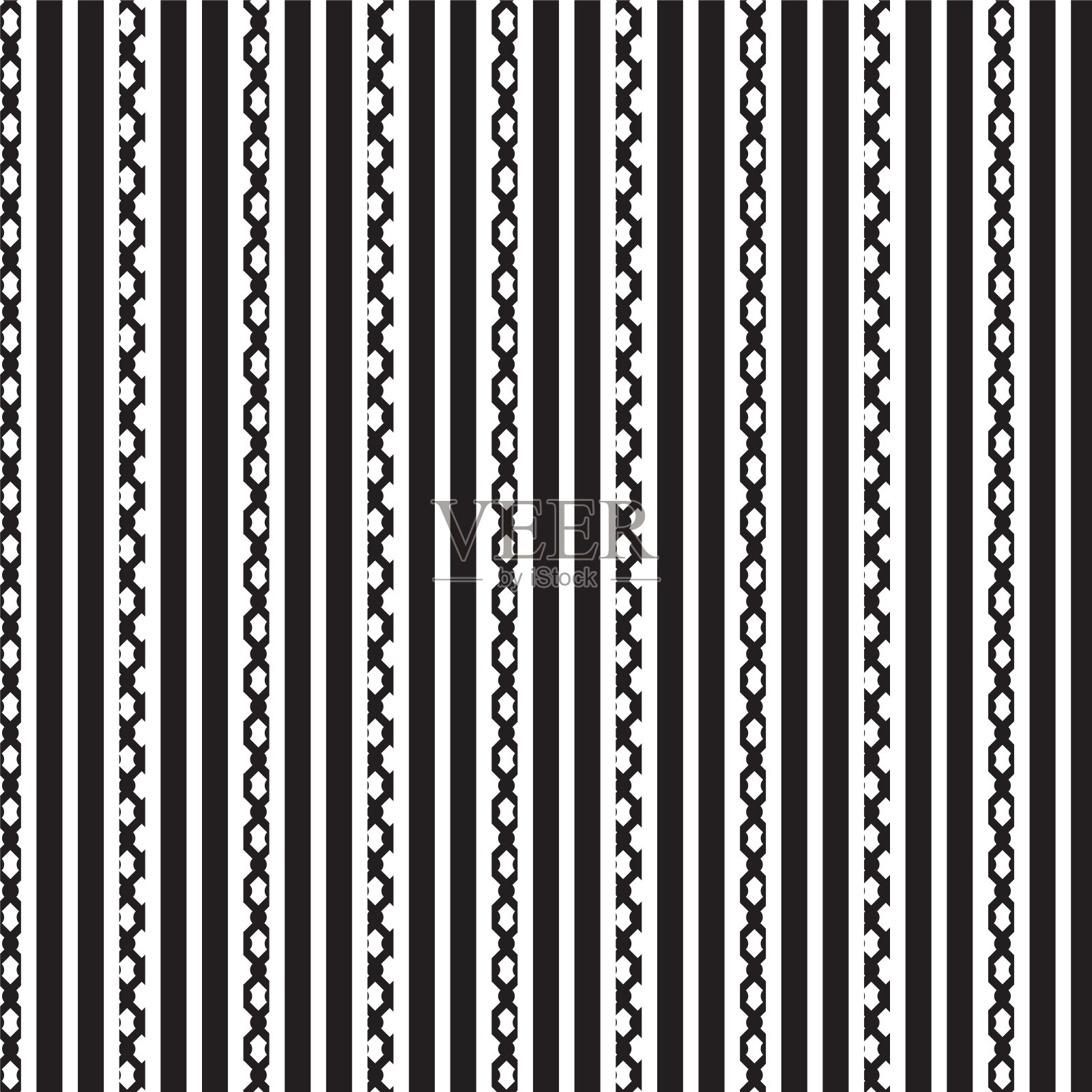 黑白竖条纹和黑链竖条纹图案背景插画图片素材