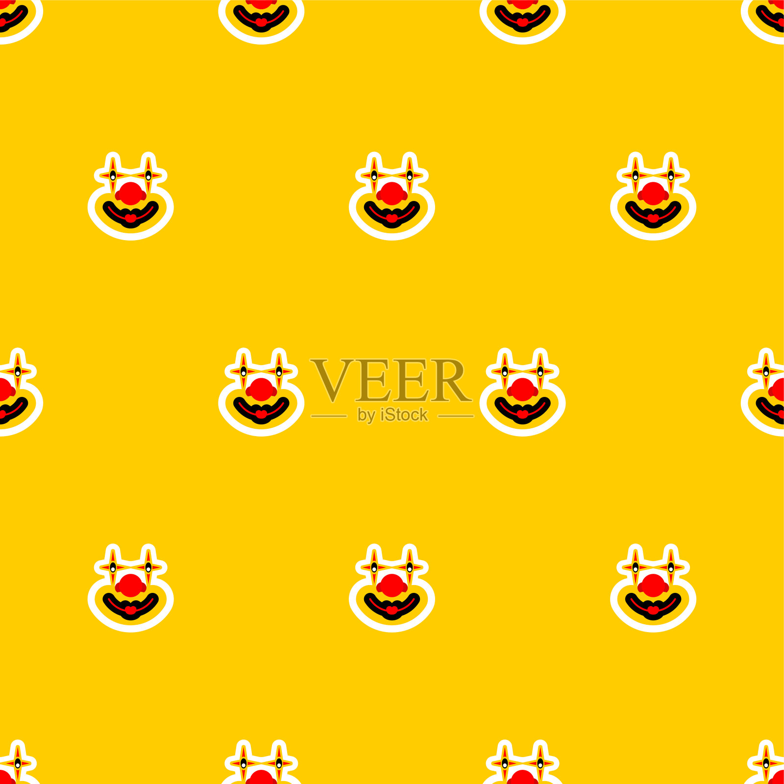 小丑化妆面部图案无缝。喜剧演员的面具背景插画图片素材